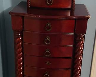 $90 Jewelry cabinet with twisted columns 
