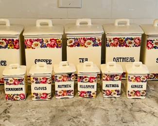 $120 Antique spice porcelain set canisters 
