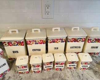 $120 Antique spice porcelain set canisters 