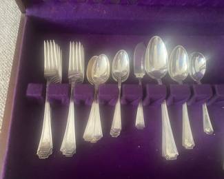 $550 Fairfax Sterling silver monogram.  43 pieces for 1174 gr or 37.74 Troy ounces. 