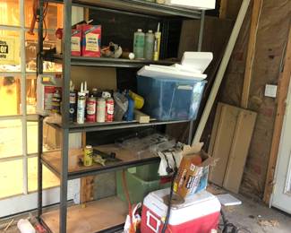 Nice garage racks lots of miscellaneous 
Items 