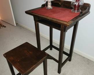 Antique desk with stool
