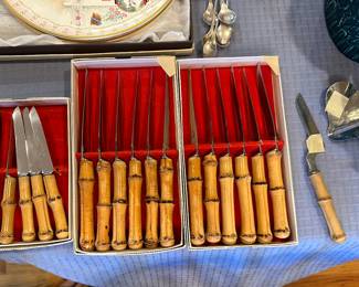 Henckels mid century bamboo steak knives