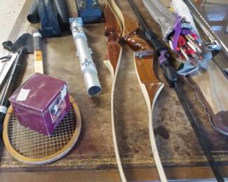 Root range master bow, White Wing bow, and arrows