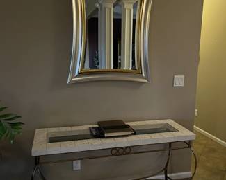 sofa table and mirror