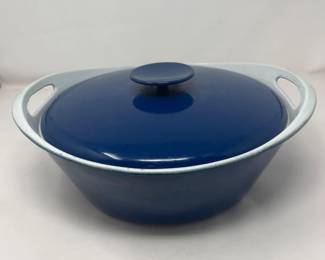 Danish Modern Michael Lax Copco Blue Enamel Cast Iron Dutch Oven