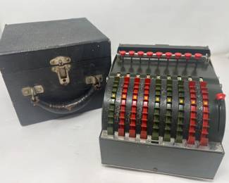 Vintage Star Desk Adding Machine w/ Case, Key, & Instructions