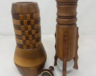 	Hand Crafted Wooden Kaleidoscope Set - Signed David Collier Kaleidoscope