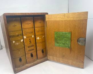 The Gem Cabinet - Faux Marbled Book File Boxes in Wood Cabinet