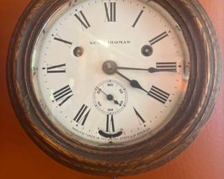 Antique Walnut Seth Thomas Ships Clock - Wall Clock with Key Wind