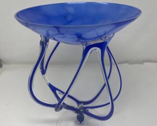Alicja Handmade Blue Octopus Art Glass - Jellyfish Pedestal Dish