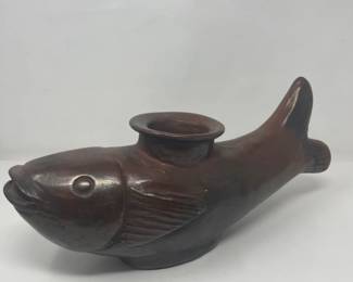 Unique Vintage Ceramic Fish Vase - 15.5"L