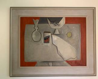1948 Signed Barés Cubist Painting - Boris Mirski Art Gallery