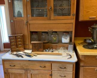 Antique Hoosier Cabinet Kitchen Queen Loaded w/Goods