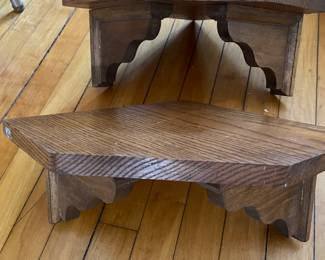 Oak corner shelves