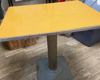 Vintage yellow Formica pedestal table