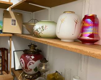 Vintage glass lamp parts