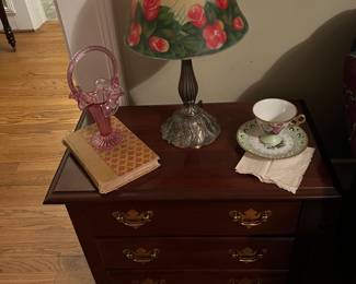 Broyhill night stand 
Painted shade Lamp