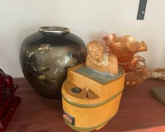 Hakata Urasaki doll Japanese soaking Ofuro tub earthenware figurine.