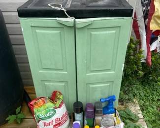 Outdoor container and garden items.