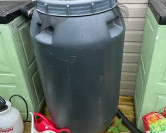 Rain barrel.