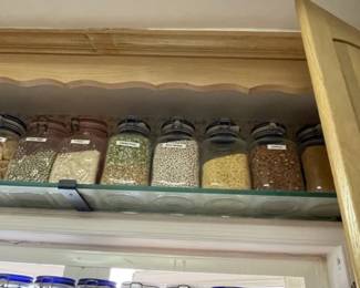 Canisters with beans.