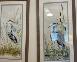 Pair of blue heron pictures.