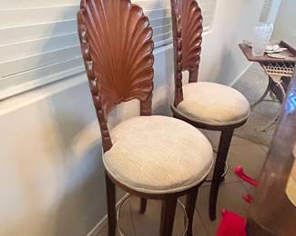 Set of 2 Italian Grotto Shell Bar Stools 