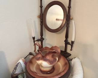 Antique Wash Stand with Pitcher & Basin