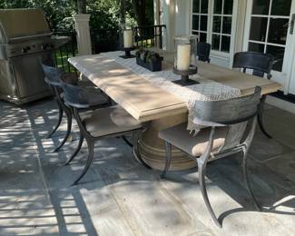 Set of 6 Klismos Dining Chairs w/Cast Stone Dining Table