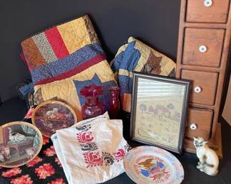 Handmade Cat Quilts Wooden 4 Drawer Organizer