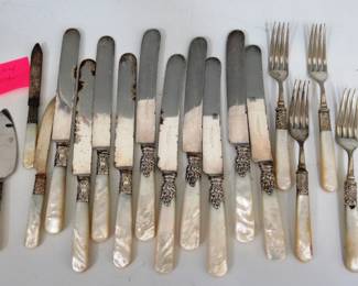 Mother Of Pearl & Sterling Neck Flatware 
