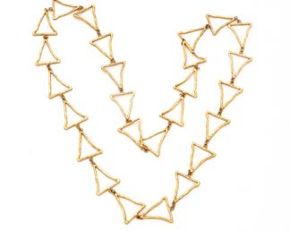 14K Yellow Gold Trianglular Link Necklace, L 30" 53g