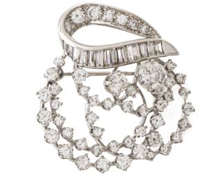 Diamond Freeform Brooch, Ca. 1950, W 1" 11.4g