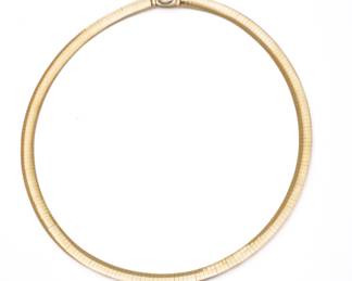 White And Yellow 14K Gold Reversible Necklace, L 16" 29g