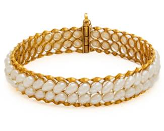 Pearl And 18K Yellow Gold Bracelet Dia. 2.5" 21g 1 pc