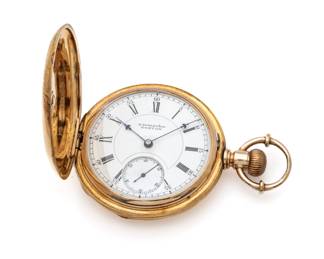 WP & Co. 18K Yellow Gold Pocket Watch, Hunter Case #6527 Dia. 2"