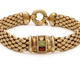 14kt Yellow Gold And Gemstone Bracelet, L 7.5" 26g