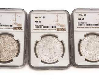 1880, 1884 & 1886 U.S. Morgan Silver Dollar Coins + 1929 U.S. $20 Federal Reserve Bank Note, 4 pcs