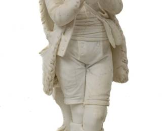 Italian Marble Sculpture, Shepherd Boy with Flute, 19th C., H 38.5" W 10" L 14"