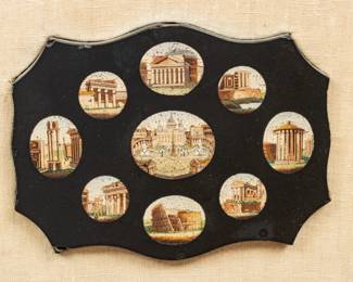 Framed Mircomosaics, World Landmarks: St Peters , Acropolis Etc. H 5" W 6.5" 9 pcs