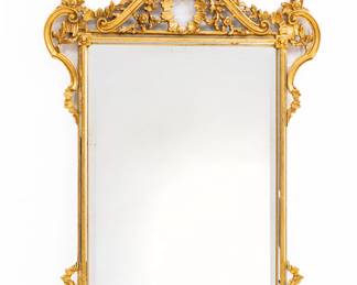 Italian Rococo Style Gilded Carved Wood Mirror, Ca. 20th C., H 58" W 33.5"