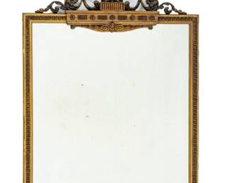 Georgian Influenced Carved Gilt, Polychromed And Gesso Wood Mirror, H 48" W 28"