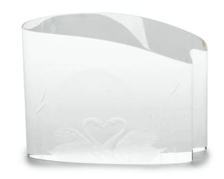 Steuben (American) Etched Crystal Figurine, Courting Swans, H 6" W 2.5" L 8"