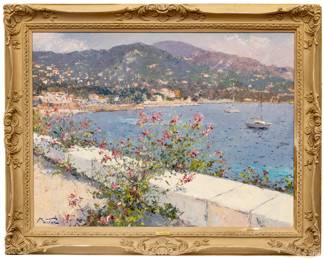 Pierre Bittar (French, B. 1934) Oil on Canvas "Scene in France", H 30" W 40"