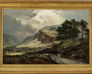 Sidney Richard Percy (English, 1821-1886) Oil on Canvas Ca. 1881, Langdale, Westmorland, H 24" W 38"