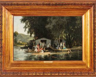 Paul Émile Antony Morlon (French, 1835-1905) Oil on Canvas, Ca. 1890, Comarade De Jeu, H 22" W 34"