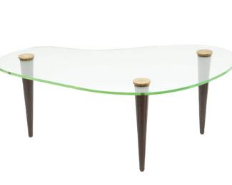 Gilbert Rohde (American, 1894-1944) Midcentury Modern Floating Glass Cloud Coffee Table, Ca. 1950, H 16.5" W 29" L 43"