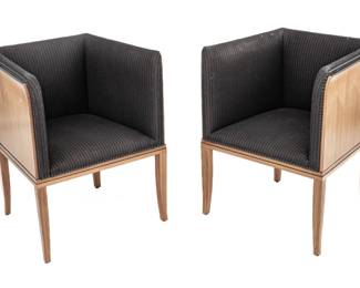 Eliel Saarinen (American) Lacquer Maple Arm Chairs, H 32" W 25" Depth 21" 2 pcs