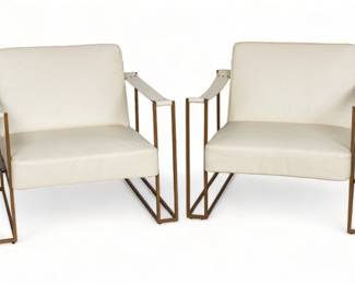 Style of Marcel Bruer Armchairs, Ca. 21st C., H 30" W 35" Depth 30" 1 Pair